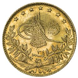 TURKEY: Abdul Hamid II, 1876-1909, AV 50 kurush, Kostantiniye, AH1293 year 34. BU