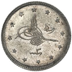 TURKEY: Mehmet V, 1909-1918, AR 2 kurush, Salanik, AH1327 year 3. BU