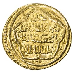 ILKHAN: Abu Sa'id, 1316-1335, AV dinar (8.56g), Baghdad, AH723. VF