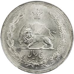 IRAN: Reza Shah, 1925-1941, AR 5 rial, SH1312. PCGS MS64