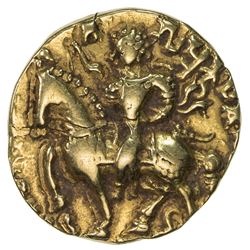 GUPTA: Kumaragupta I, ca. 409-450, AV dinar (7.99g). VF