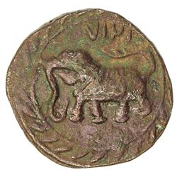 MYSORE: Tipu Sultan, 1782-1797, AE 1/2 paisa (5.56g), Farrukhyab-Hisar, AM1217. EF