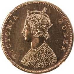 BRITISH INDIA: Victoria, Queen, 1837-1876, AE 1/2 anna, 1862(c). NGC PF64