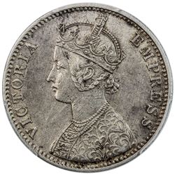 BRITISH INDIA: Victoria, Empress, 1876-1901, AR rupee, 1897-C. PCGS EF45