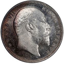 BRITISH INDIA: Edward VII, 1901-1910, AR rupee, 1905(B). PCGS MS62