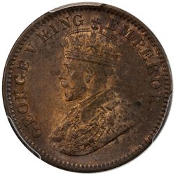 BRITISH INDIA: George V, 1910-1936, AE 1/4 anna, 1911(c). PCGS MS63