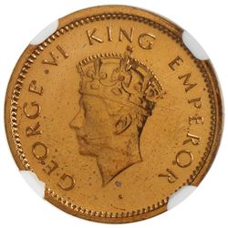 BRITISH INDIA: George VI, 1936-1947, AE 1/12 anna, 1942(b). NGC PF64