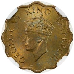 BRITISH INDIA: George VI, 1936-1947, 1 anna, 1945(c). NGC MS65