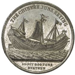CHINA: white metal medal, 1848, 27mm, Voyage of the Junk Keying, AU