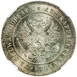 FINLAND: Nicholas II, Grand Duke, 1894-1917, AE 2 markkaa, 1906. NGC MS65