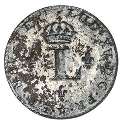 FRENCH COLONIES: Louis XV, 1715-1774, BI 2 sols (sou marque), 1742-H. UNC