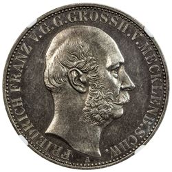 MECKLENBURG-SCHWERIN: Friedrich Franz II, 1842-1883, AR thaler, 1867-A. NGC MS62