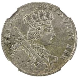 PRUSSIA: Friedrich II, 1740-1786, AR 18 groschen (tympf), Konigsberg, 1755-E. NGC AU