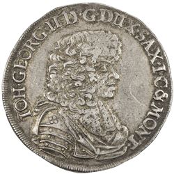 SAXE-ALBERTINE LINE: Johann Ernst, 1662-1683, AR 2/3 thaler (15.51g), 1675. EF