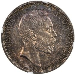 SCHWARZBURG-SONDERSHAUSEN: Gunther Victor, 1909-1918, AR 3 mark, 1909-A. NGC MS66