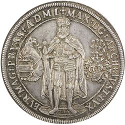 TEUTONIC ORDER: Maximilian I, of Austria, 1590-1618, AR thaler, Hall, 1603. NGC AU55
