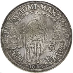 TEUTONIC ORDER: Maximilian I, of Austria, 1590-1618, AR double thaler, Hall, 1614. NGC AU58