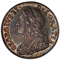 GREAT BRITAIN: George II, 1727-1760, AR shilling, 1739, 9 over 7. PCGS AU58