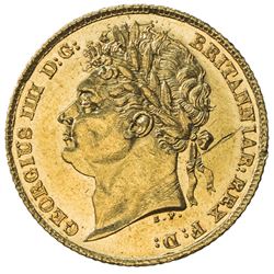 GREAT BRITAIN: George IV, 1820-1830, AV 1/2 sovereign, 1824. UNC