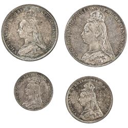 GREAT BRITAIN: Victoria, 1837-1901, 4-coin set, 1889. UNC