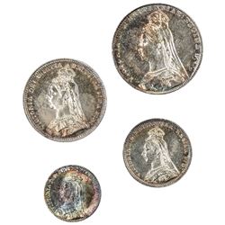 GREAT BRITAIN: Victoria, 1837-1901, 4-coin set, 1891. UNC