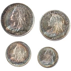 GREAT BRITAIN: Victoria, 1837-1901, 4-coin set, 1898. UNC