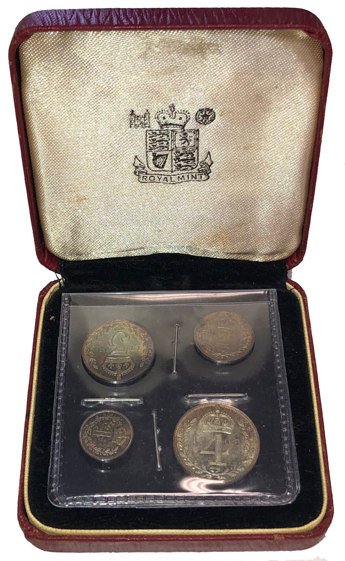 1908 Coin Set GREAT BRITAIN: Edward VII, 1901-1910, 4-coin set, 1908. UNC