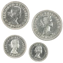 GREAT BRITAIN: Elizabeth II, 1952-, 4-coin set, 1954. UNC