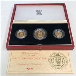 GREAT BRITAIN: Elizabeth II, 1952-, 3-coin gold proof set, 1989. PF