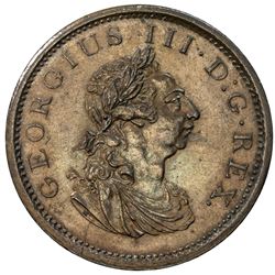 IRELAND: George III, 1760-1820, AE penny, Soho mint, 1805. UNC