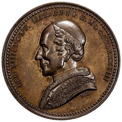 VATICAN: Leo XIII, 1878-1903, AE medal, 1888. AU