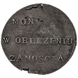 POLAND: Siege Issue, AR 2 zlote (6.69g), Zamosc, 1813. VF