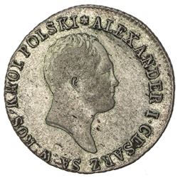 POLAND: Alexander I, of Russia, 1815-1825, AR zloty, 1818. VF