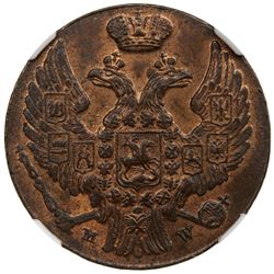 POLAND: Nicholas I, of Russia, 1825--1855, AE grosz, 1839-MW. NGC MS63