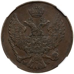 POLAND: Nicholas I, of Russia, 1825--1855, AE 3 grosze, 1840-MW. NGC AU55