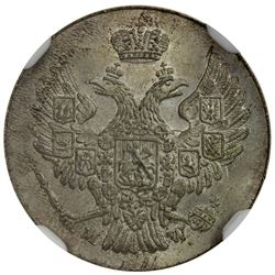 POLAND: Nicholas I, of Russia, 1825-1855, AR 5 groszy, Warsaw mint, 1840. NGC MS66