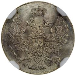 POLAND: Nicholas I, of Russia, 1825-1855, AR 5 groszy, Warsaw mint, 1840. NGC MS65