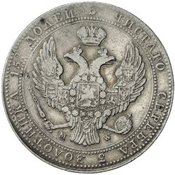 POLAND: Nicholas I, of Russia, 1825-1855, AR 5 zlotych ( rouble), Warsaw, 1839. VF