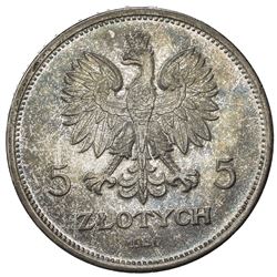 POLAND: Republic, AR 5 zlotych, 1930. UNC