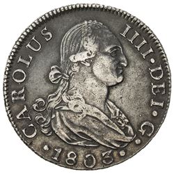 SPAIN: Carlos IV, 1788-1808, AR 8 reales (27.08g), 1803-S. VF