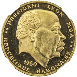 GABON: Leon Mba, President, 1960-1967, AV 50 francs, 1960. NGC PF67