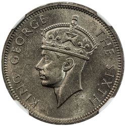 MAURITIUS: George VI, 1936-1952, 1/2 rupee, 1951, KM-28, NGC graded MS65