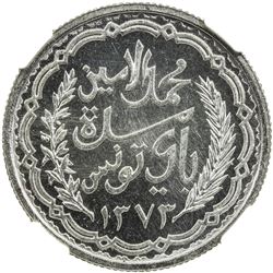 TUNISIA: Muhammad al-Amin, 1943-1957, AR 10 francs, 1953. PCGS MS66