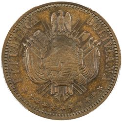 BOLIVIA: Republic, AE pattern boliviano (21.58g), 1868. PCGS SP64