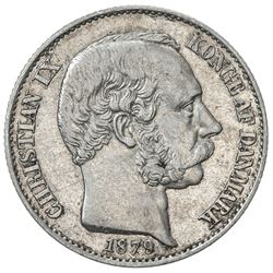 DANISH WEST INDIES: Christian IX, 1863-1906, AR 20 cents, 1879. EF