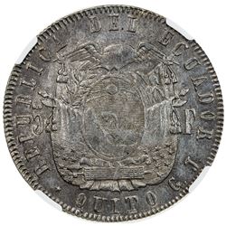 ECUADOR: Republic, AR 5 francos, Quito, 1858. NGC MS61