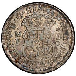 MEXICO: Felipe V, 2nd reign, 1724-1746, AR real, 1738-Mo. NGC AU53