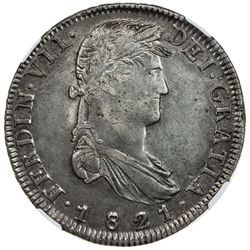 MEXICO: Fernando VII, 1808-1821, AR 8 reales, 1821-Zs. NGC AU55