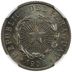 PARAGUAY: Republic, 20 centavos, 1908. NGC MS65