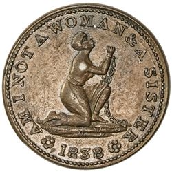 UNITED STATES: Hard Times token, 1838 (10.55g), HT-81, choice EF, AM I NOT A WOMAN & A SISTER